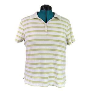 Venezia Lane Bryant Collar Polo Top Plus Size 18/20 Greenish Yellow Stripes